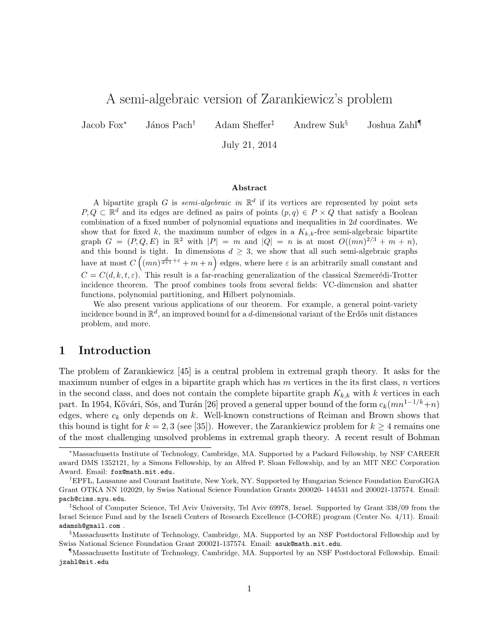 A Semi-Algebraic Version of Zarankiewicz's Problem