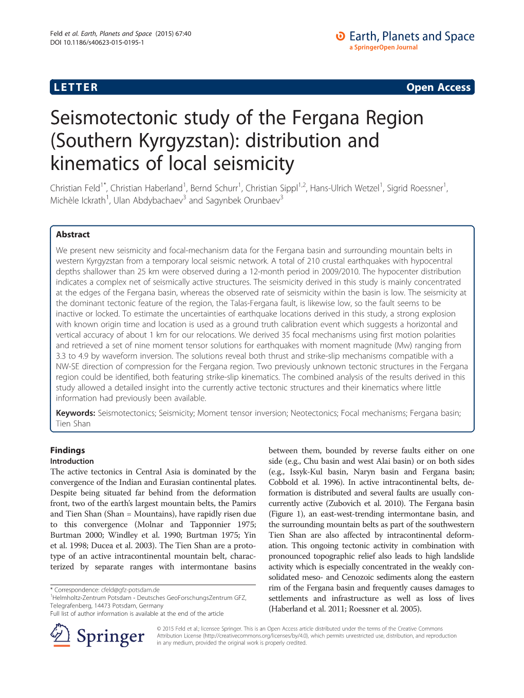 Distribution and Kinematics of Local Seismicity