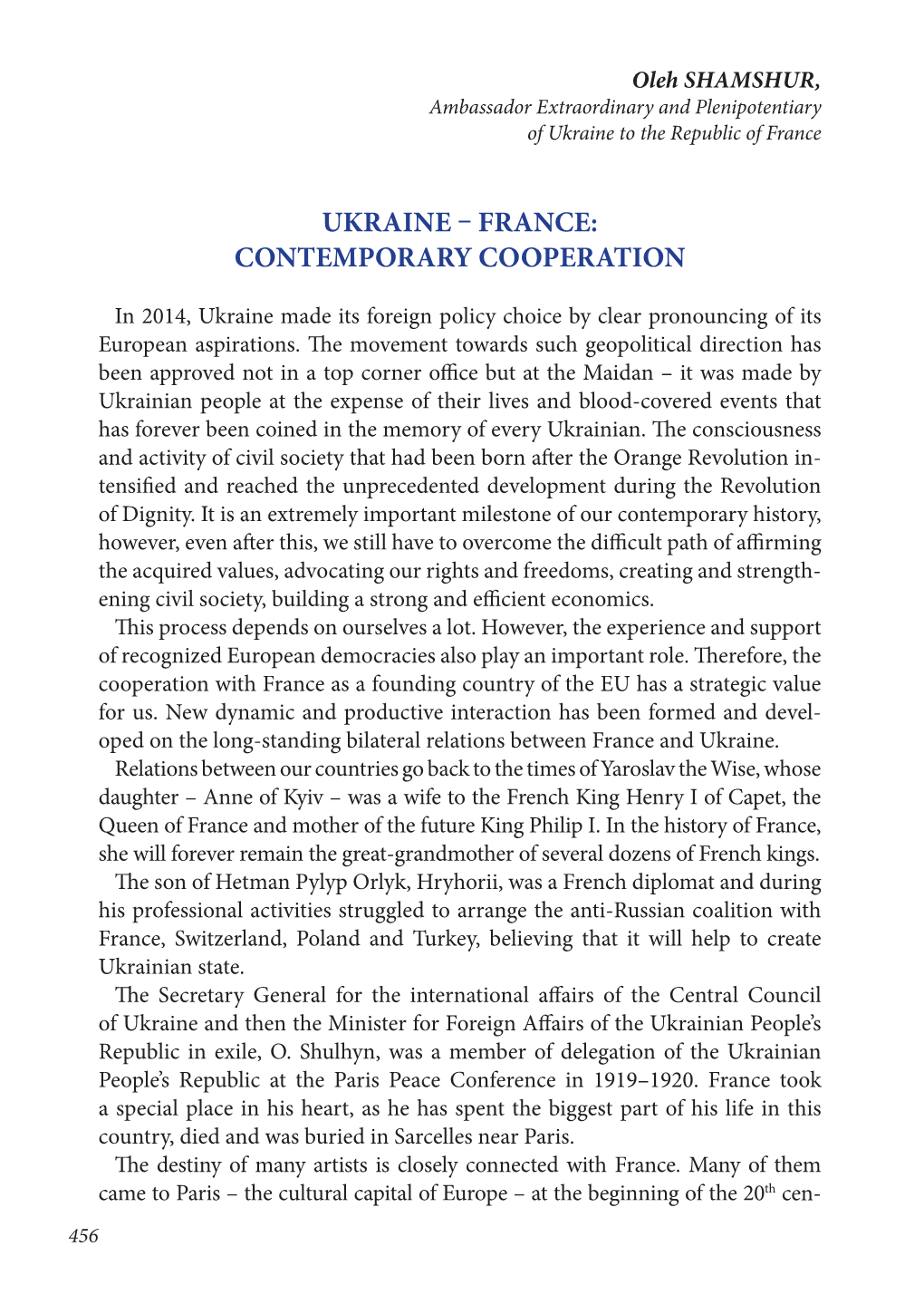 Ukraine France: Contemporary Cooperation