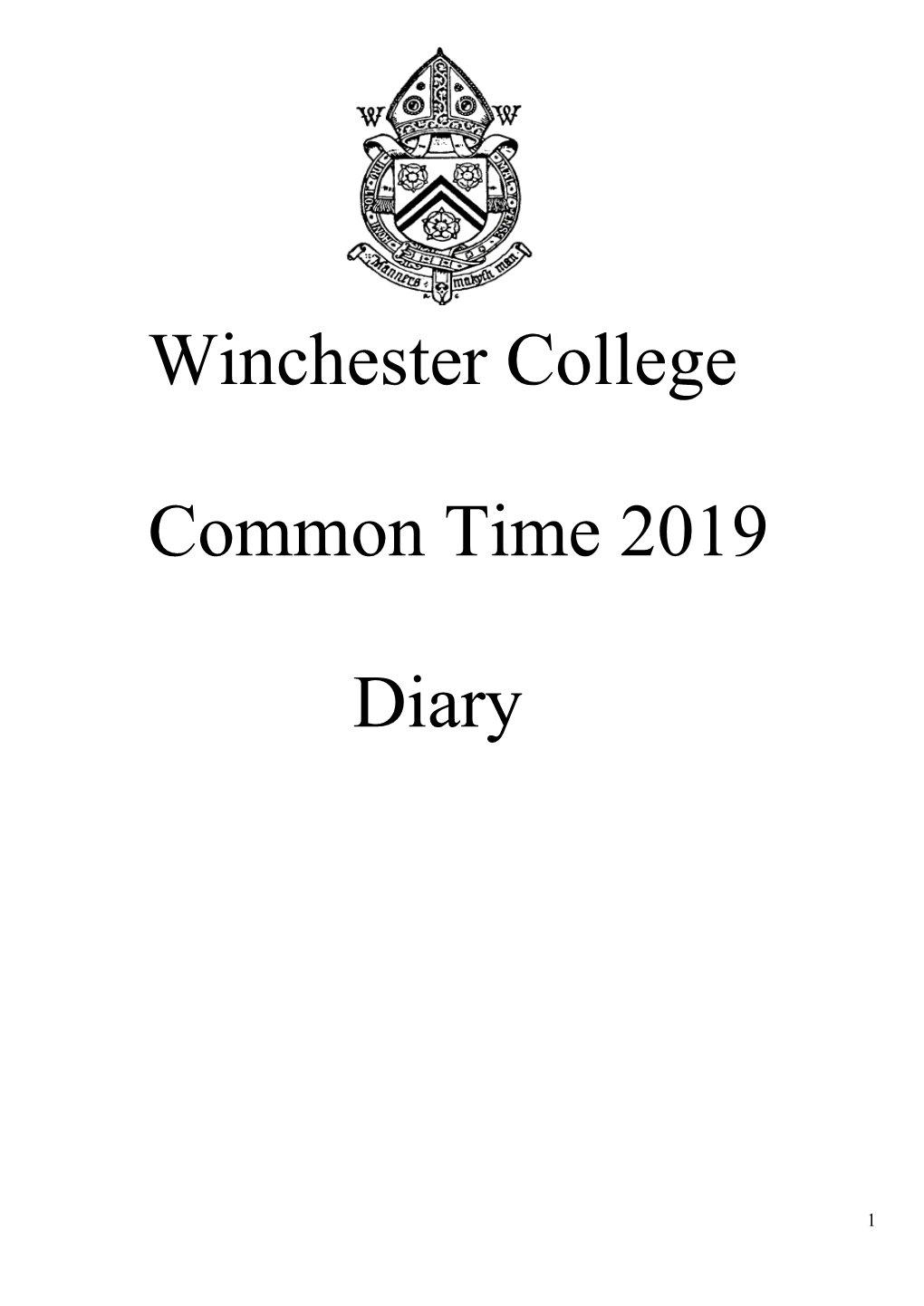 Winchester College Common Time 2019 Diary