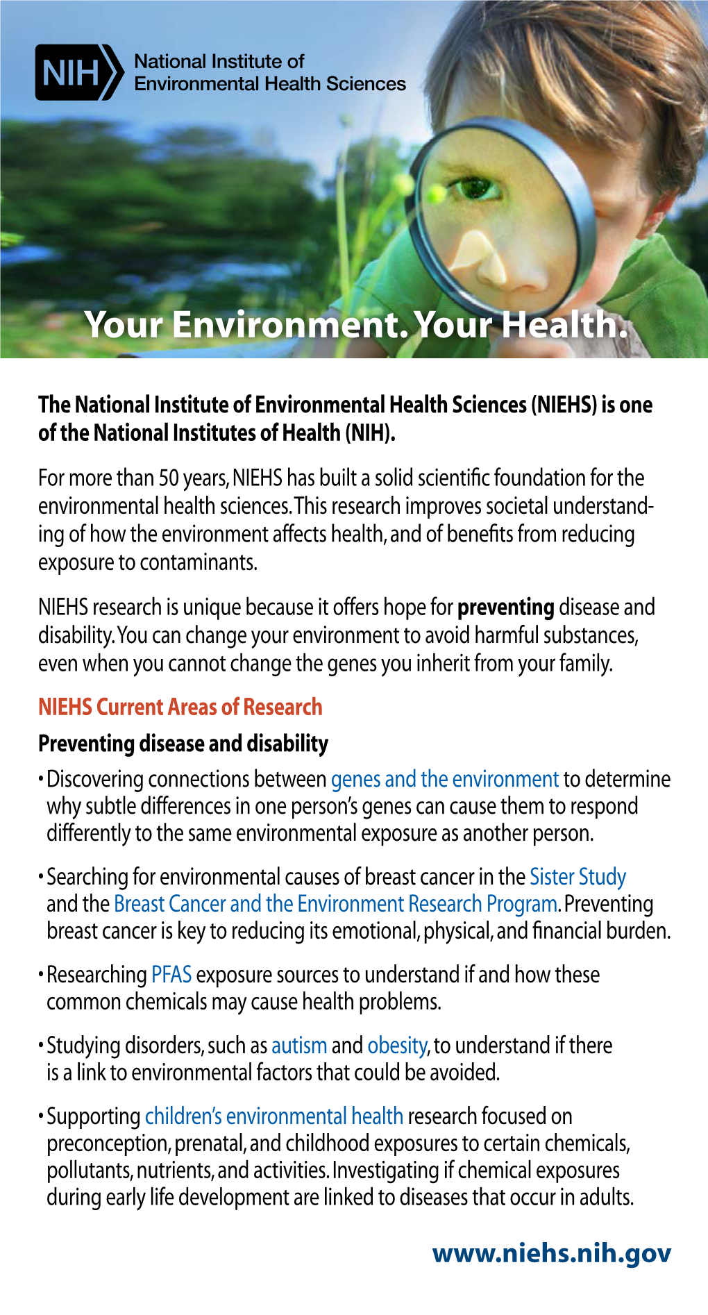 Your Environment. Your Health. (NIEHS Pocket Card)
