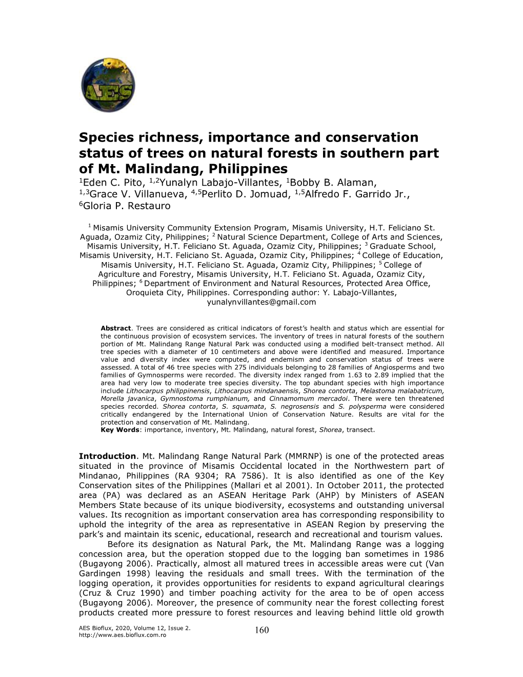 Species Richness, Importance and Conservation Status of Trees on Natural Forests in Southern Part of Mt