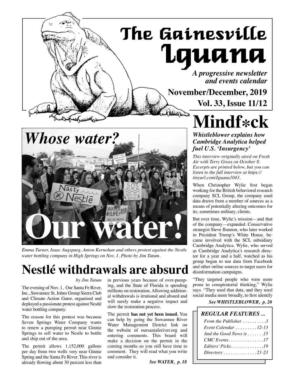 The Gainesville Iguana a Progressive Newsletter and Events Calendar November/December, 2019 Vol