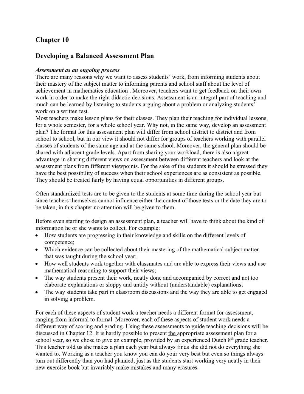 Developing a Balanced Assessment Plan