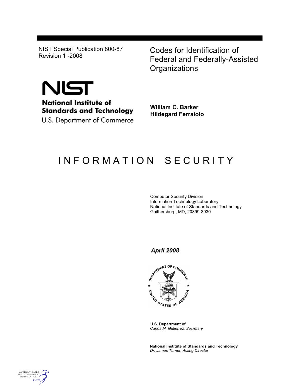 Codes for Identification of Federal and Federally-Assisted Organizations