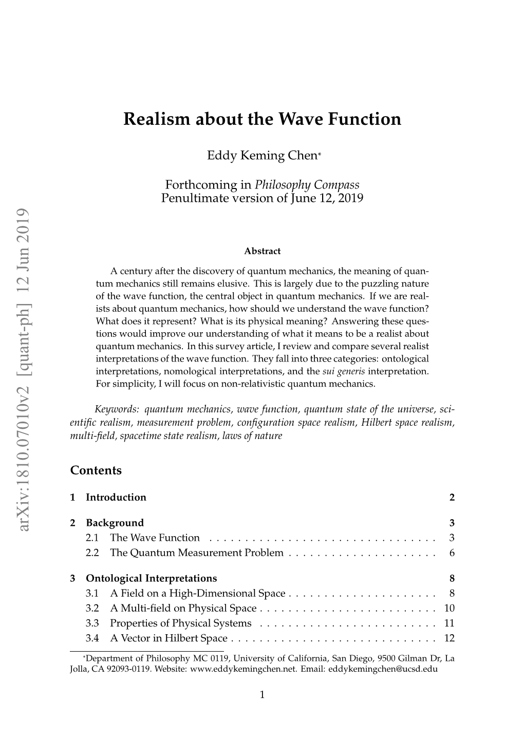 12 Jun 2019 Realism About the Wave Function