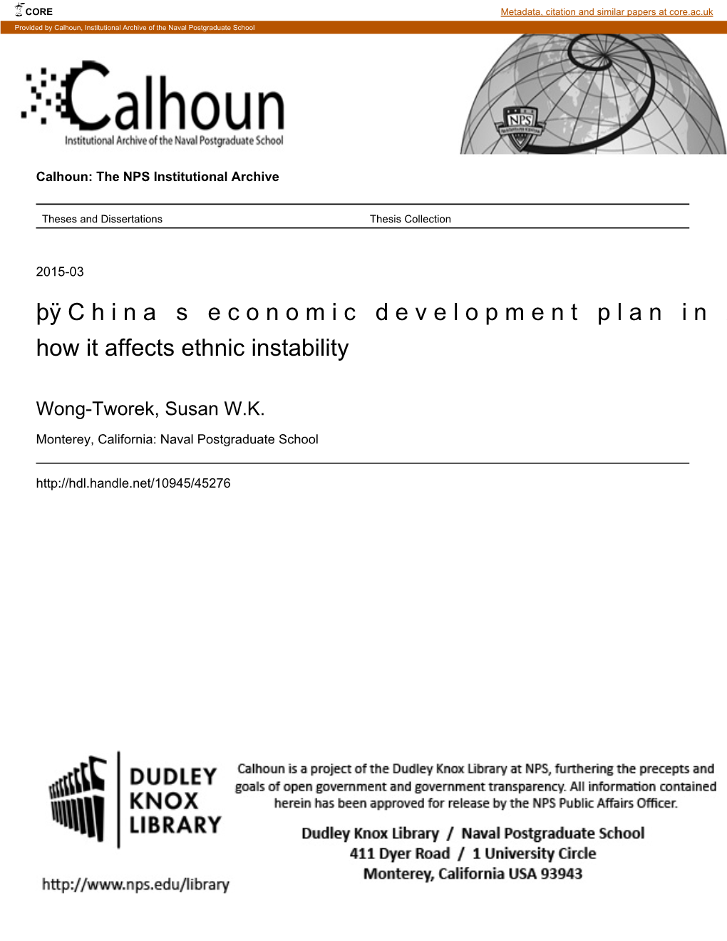 China's Economic Development Plan In