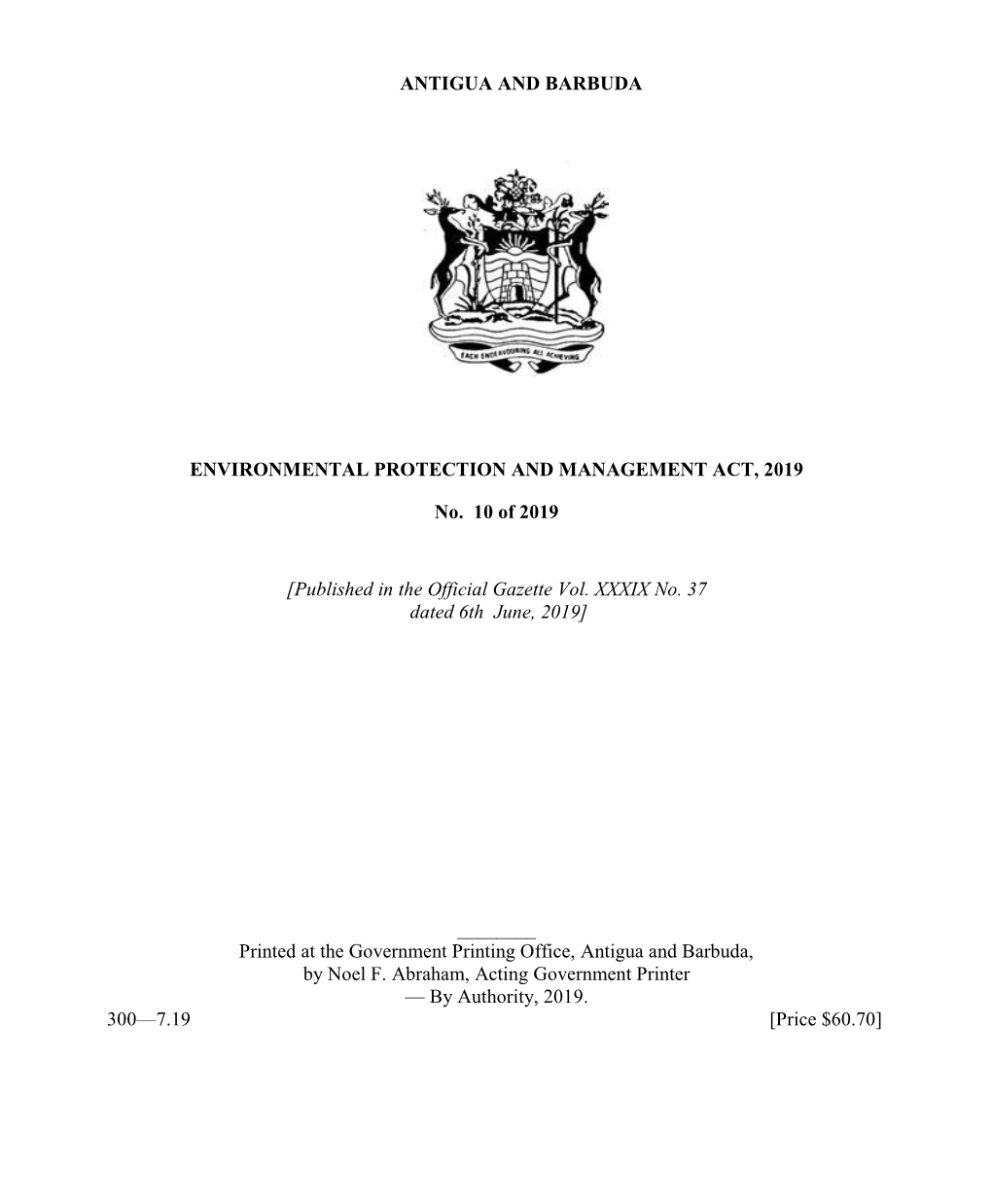 Environmental Protection and Management Act, 2019