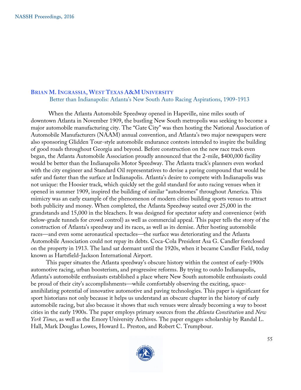 Atlanta's New South Auto Racing Aspirations, 1909-1913 When The