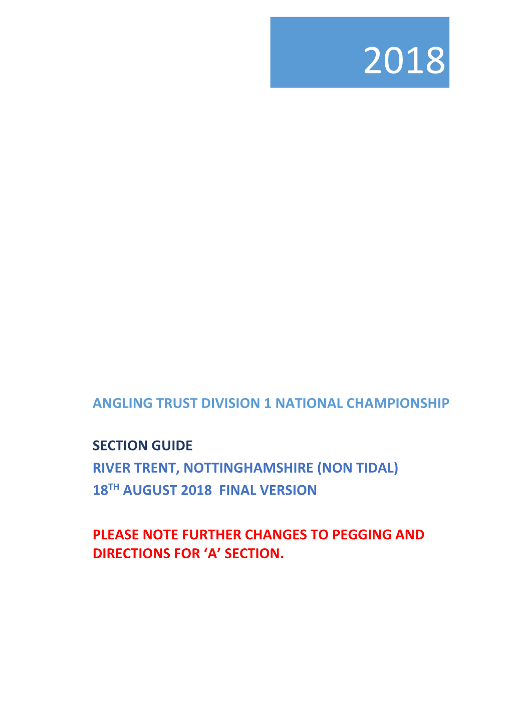 Div 1 2018 Sections and Directions