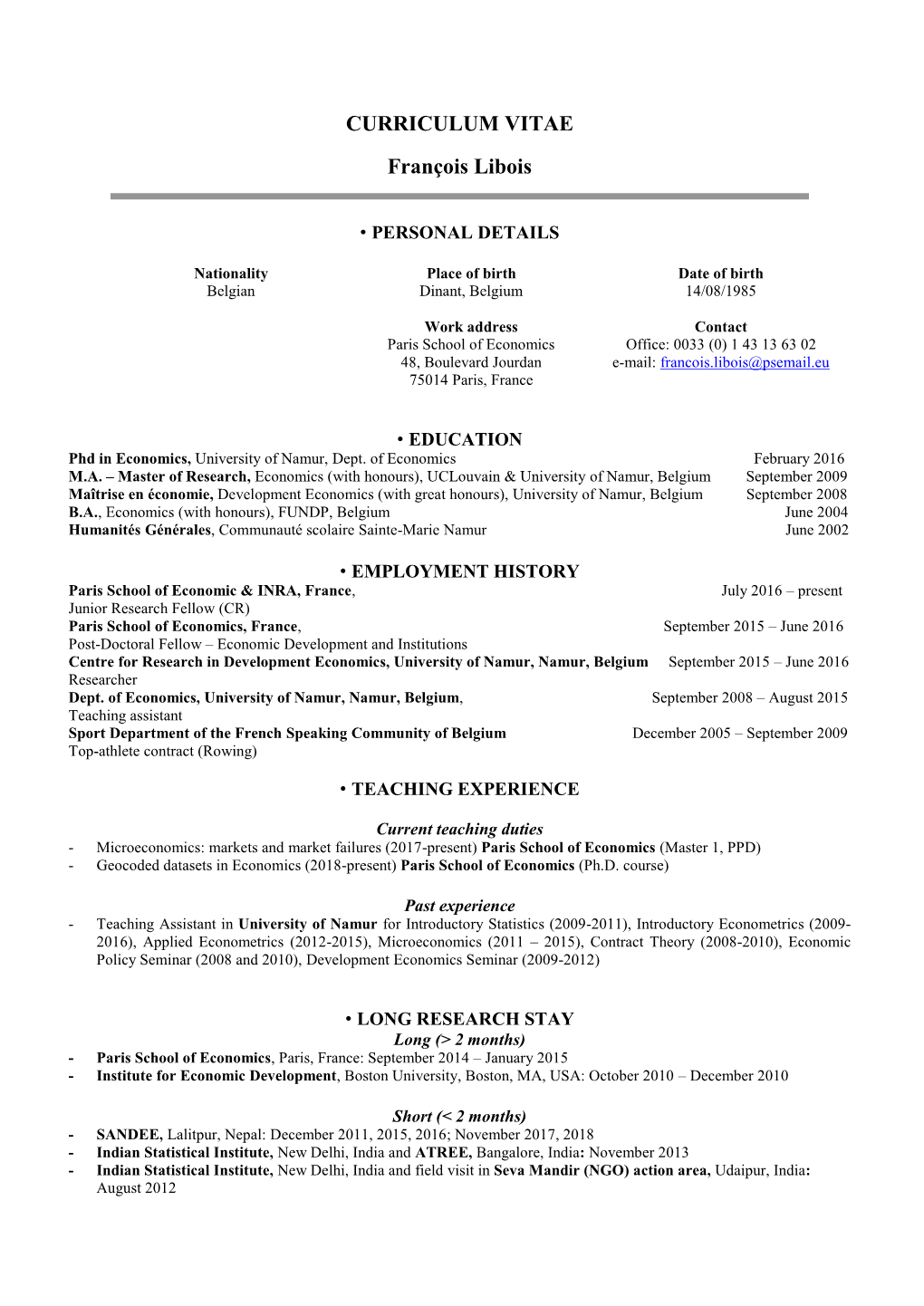 Resume in English
