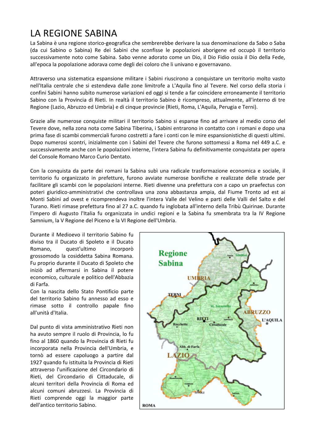 La Regione Sabina