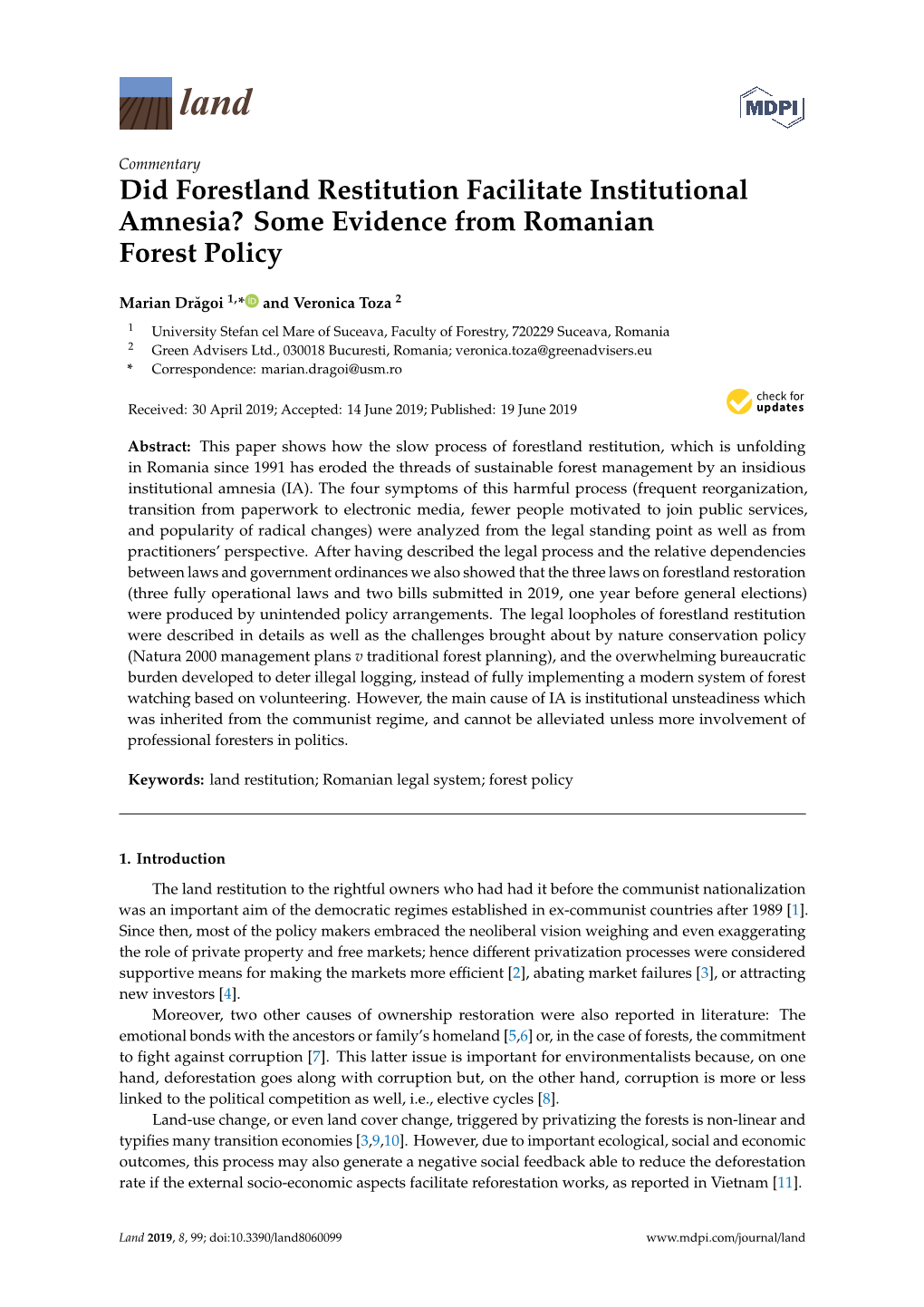 Some Evidence from Romanian Forest Policy