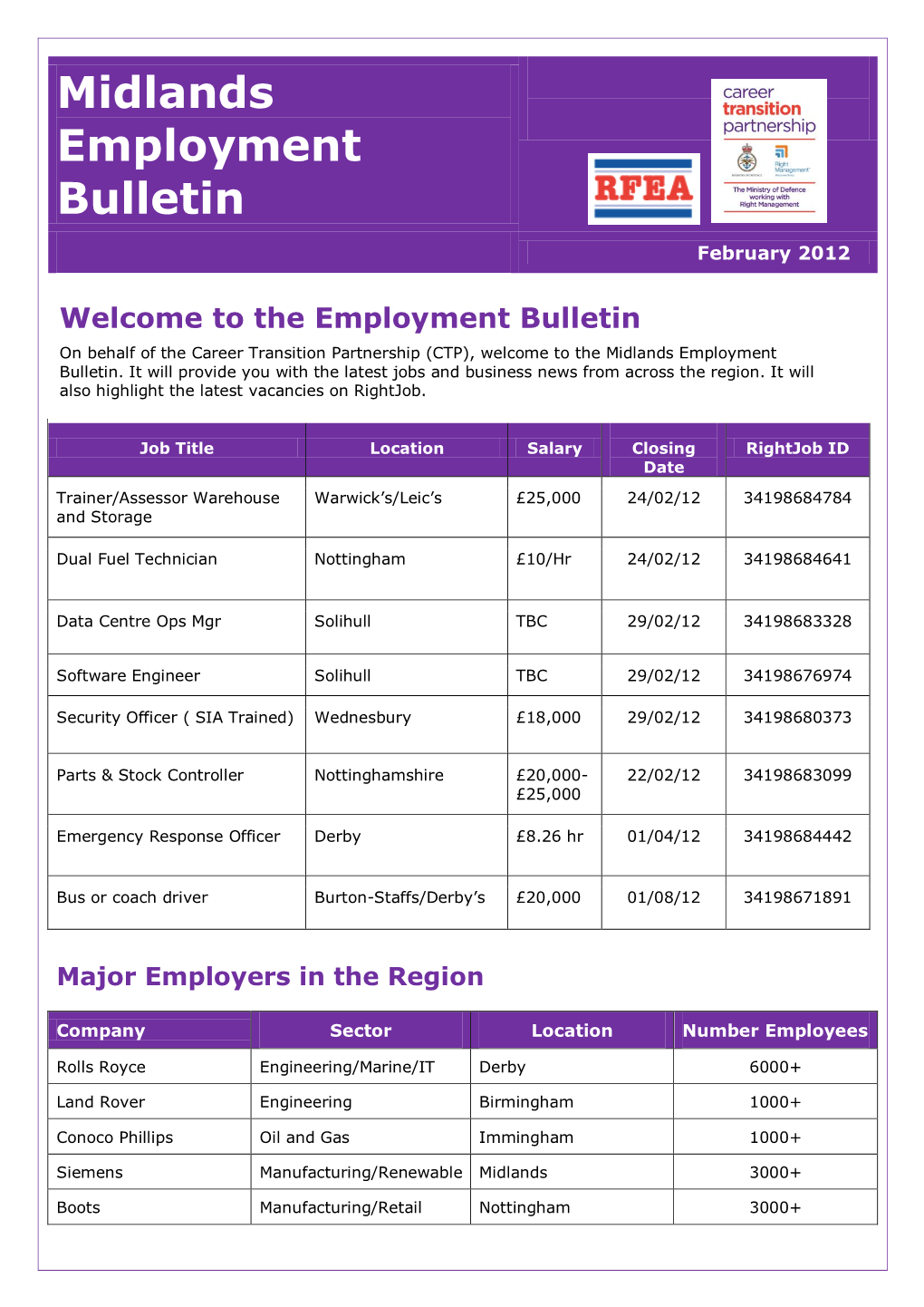 Midlands Employment Bulletin