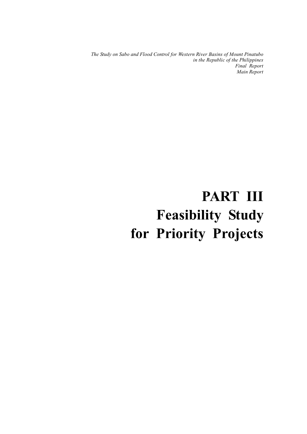 PART III Feasibility Study for Priority Projects CHAPTER 15 FEASIBILITY DESIGN of PRIORITY PROJECTS