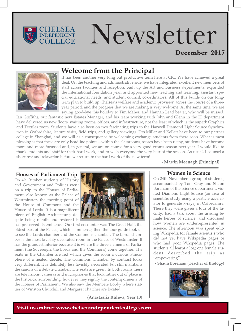 Newsletter Newsletterdecember 2017 December 2017