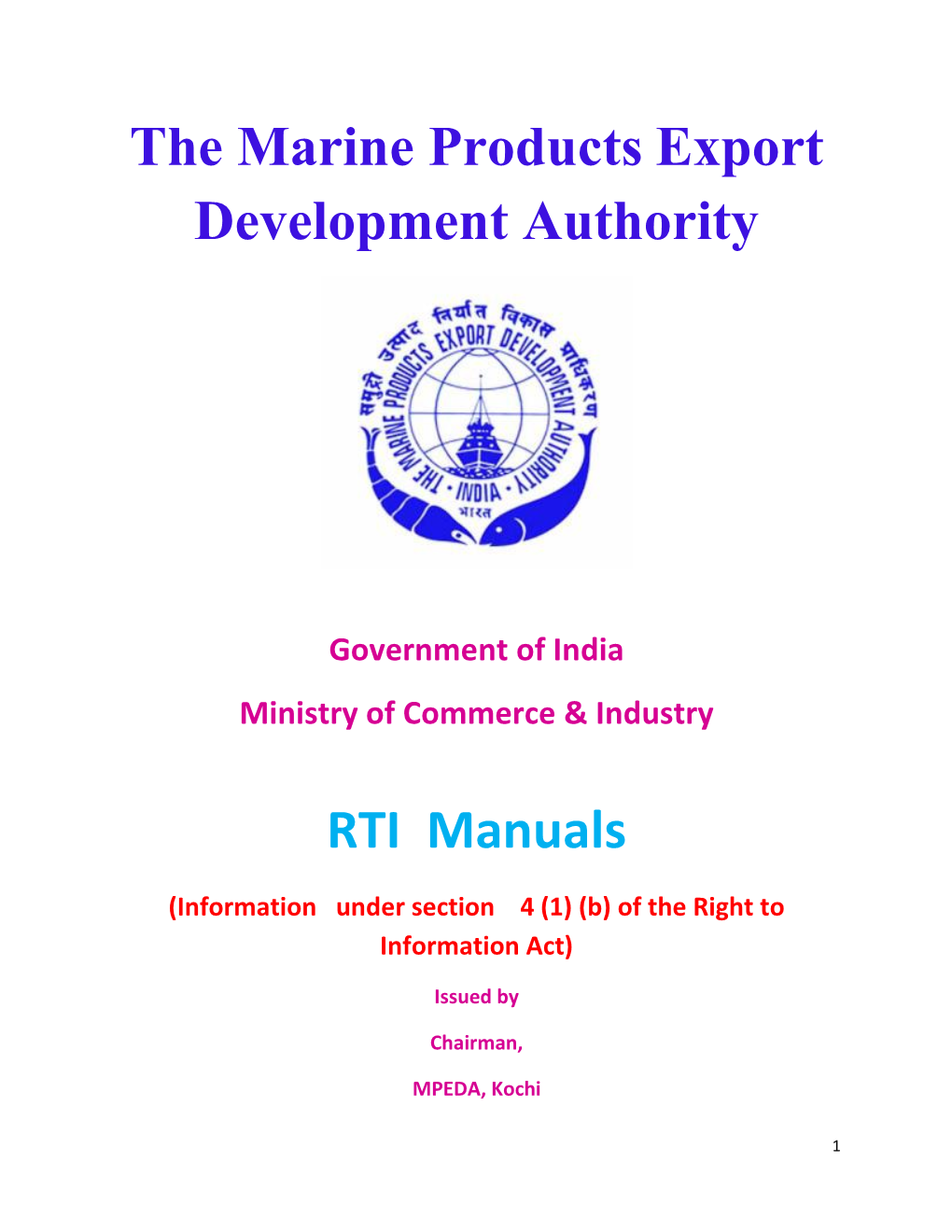 The Marine Products Export Development Authority RTI Manuals