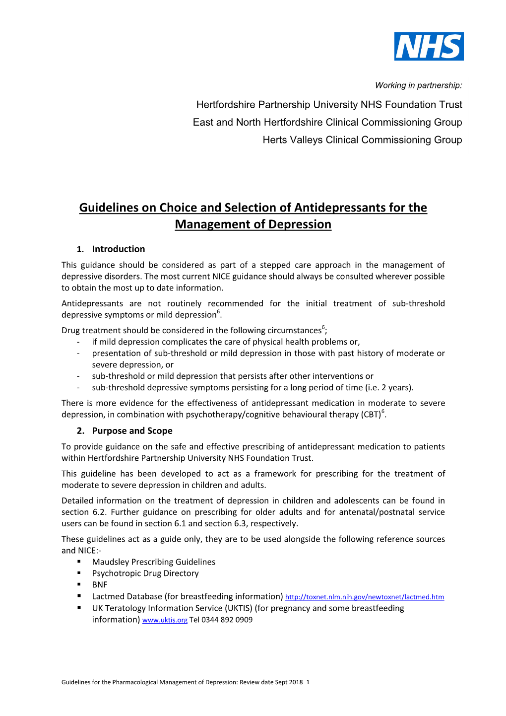 HPFT Guidelines on Choice and Selection of Antidepressants for The