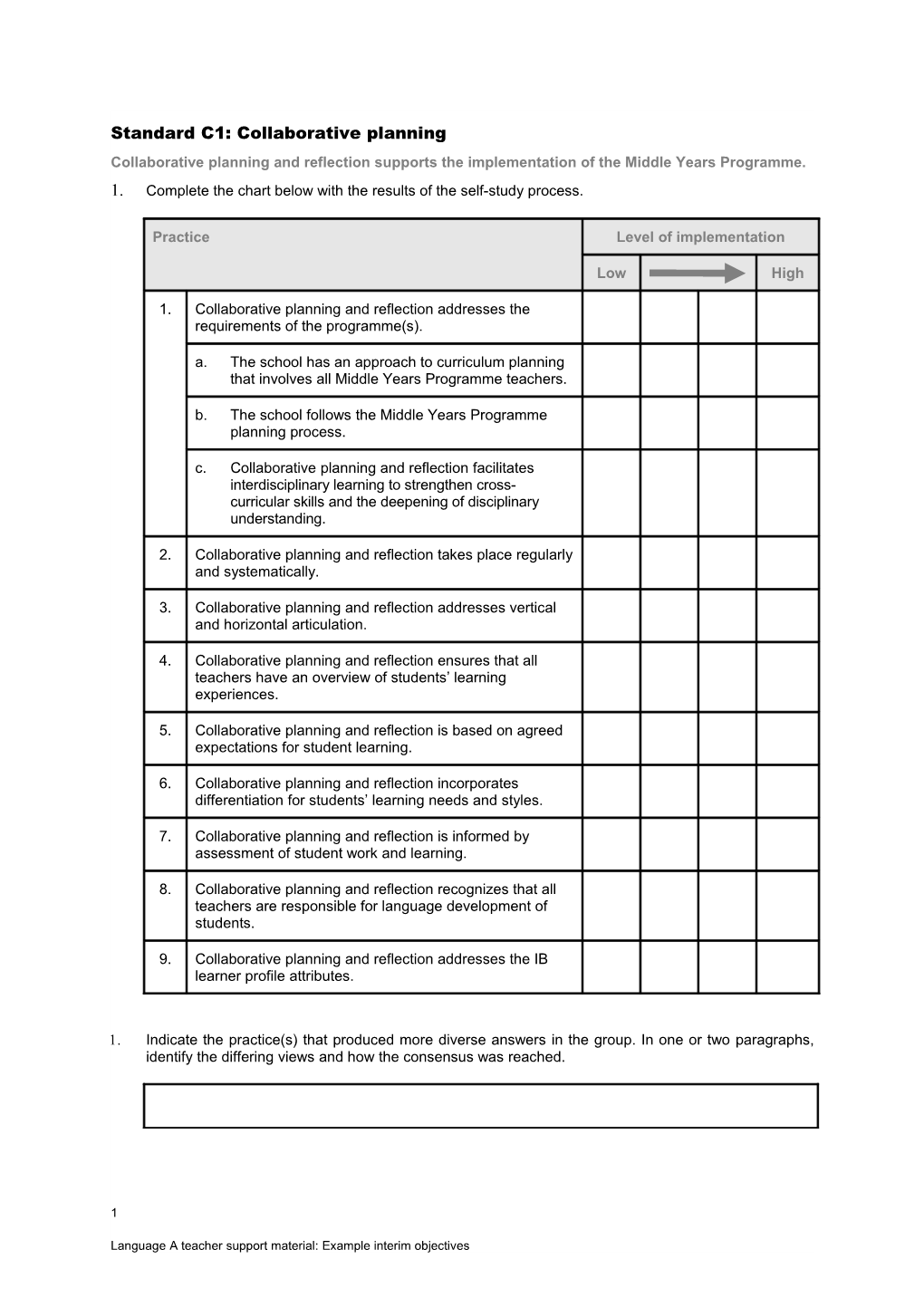 Collaborative Planning and Reflection Supports the Implementation of the Middle Years