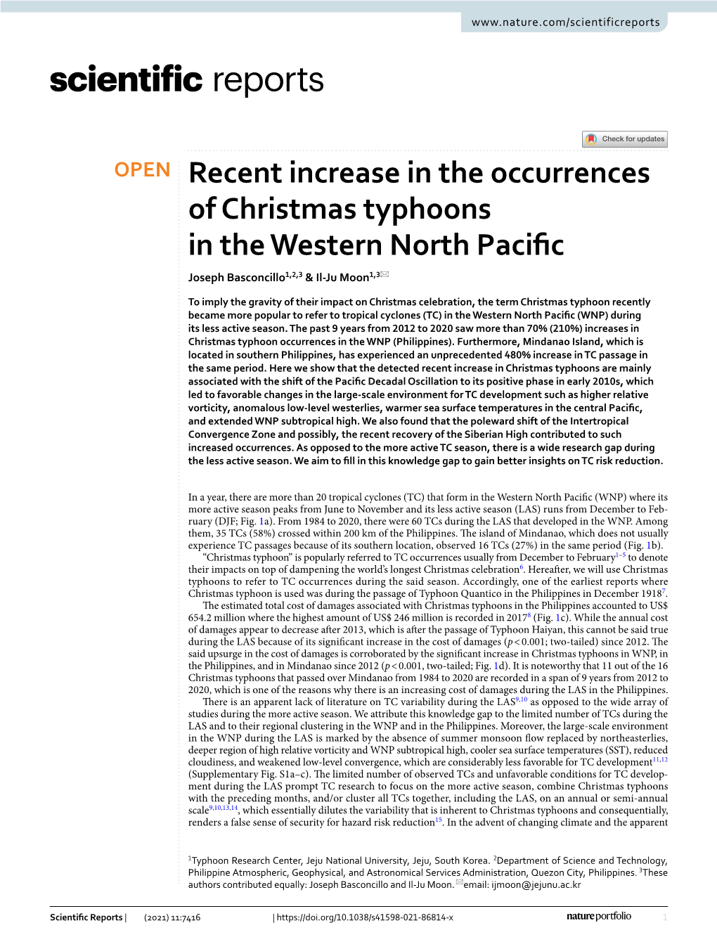 Recent Increase in the Occurrences of Christmas Typhoons in the Western North Pacific