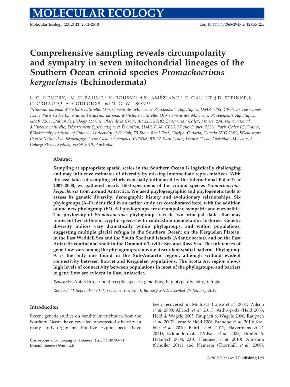 Comprehensive Sampling Reveals Circumpolarity and Sympatry In