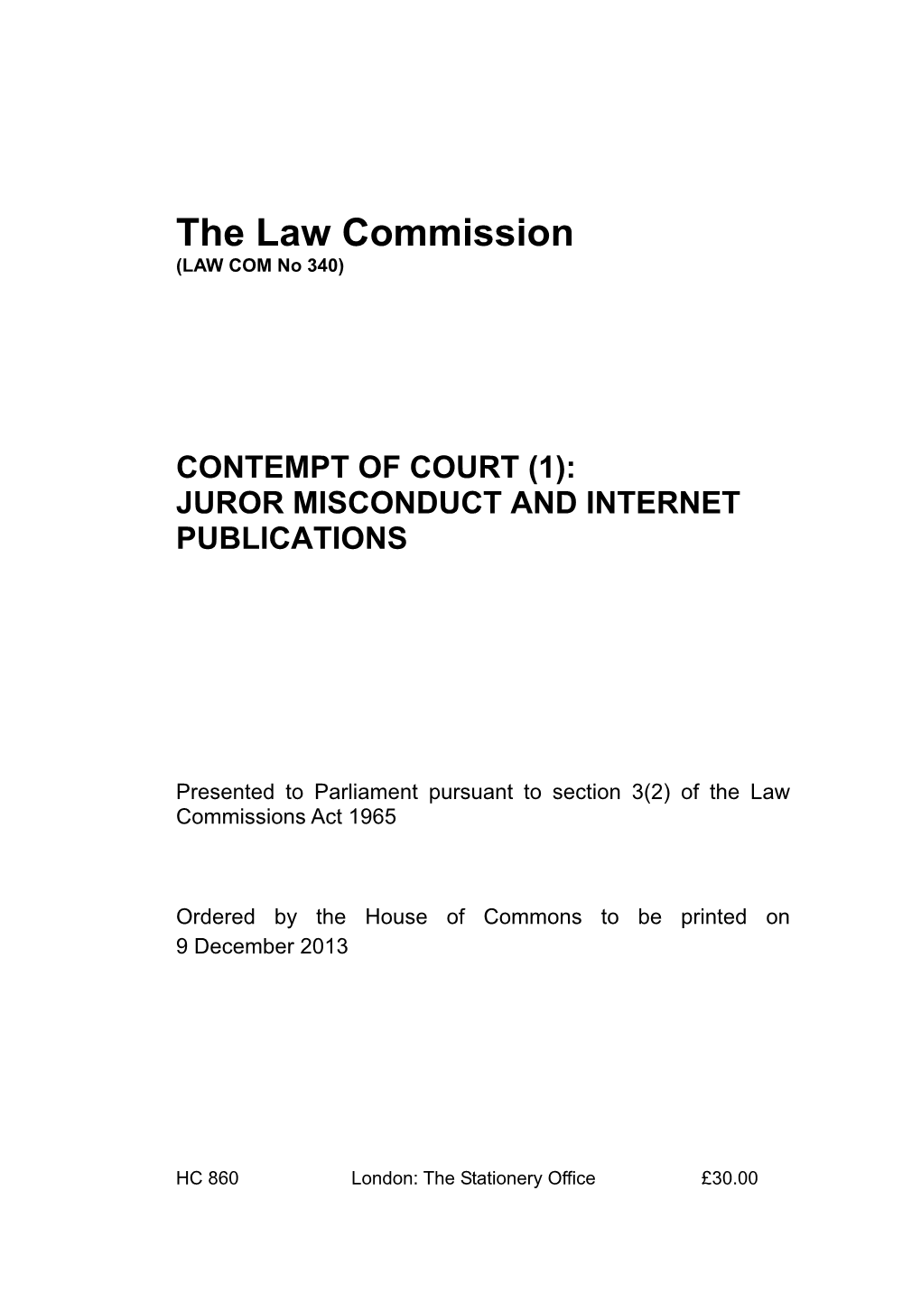 Contempt of Court (1): Juror Misconduct and Internet Publications