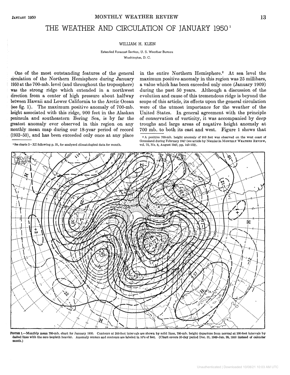 The Weather and Circulation of January 1950