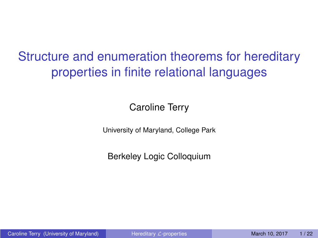 Structure and Enumeration Theorems for Hereditary Properties in Finite