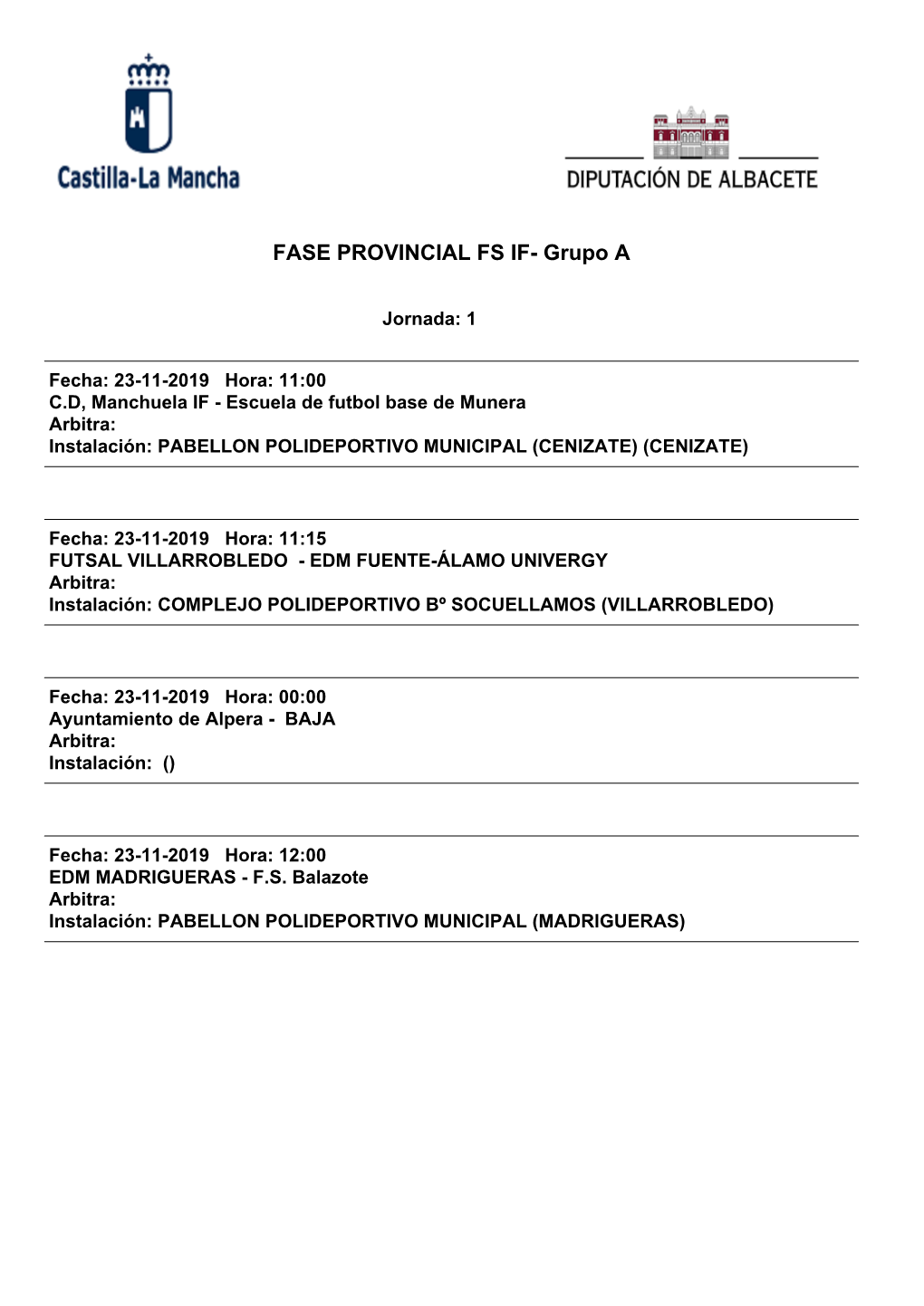 FASE PROVINCIAL FS IF- Grupo A