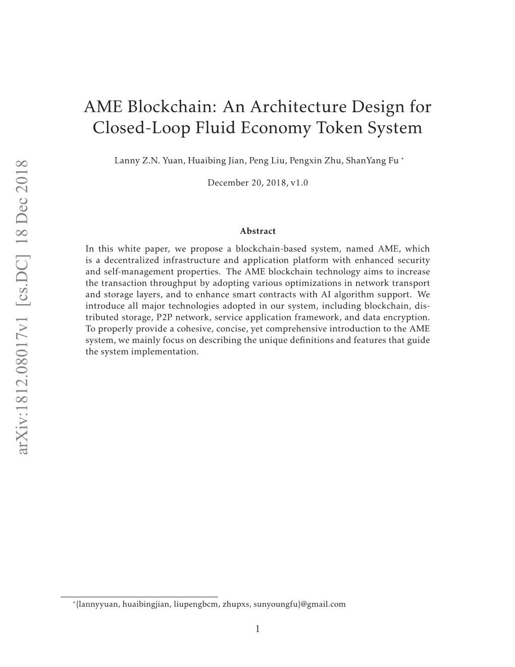 AME Blockchain: an Architecture Design for Closed-Loop
