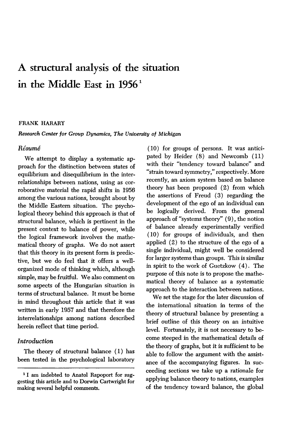 A Structural Analysis of the Situation in the Middle East in 19561