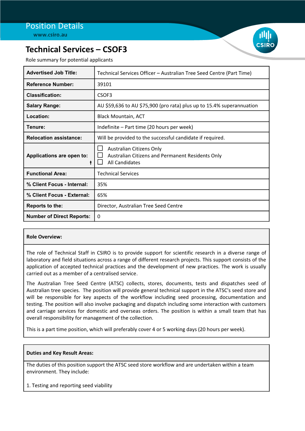 Position Details - Technical Services - CSOF3