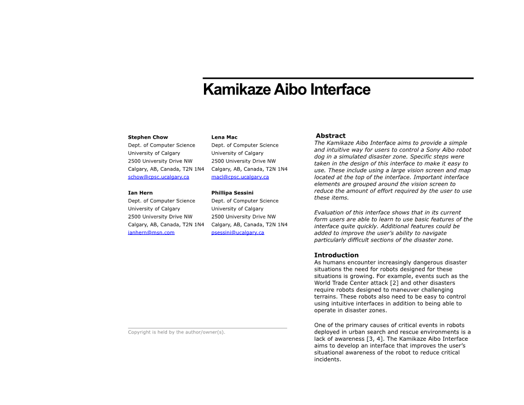 Kamikaze Aibo Interface