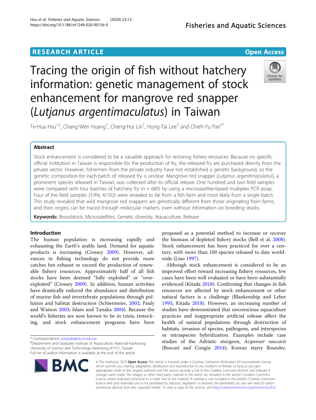 Tracing the Origin of Fish Without Hatchery Information: Genetic