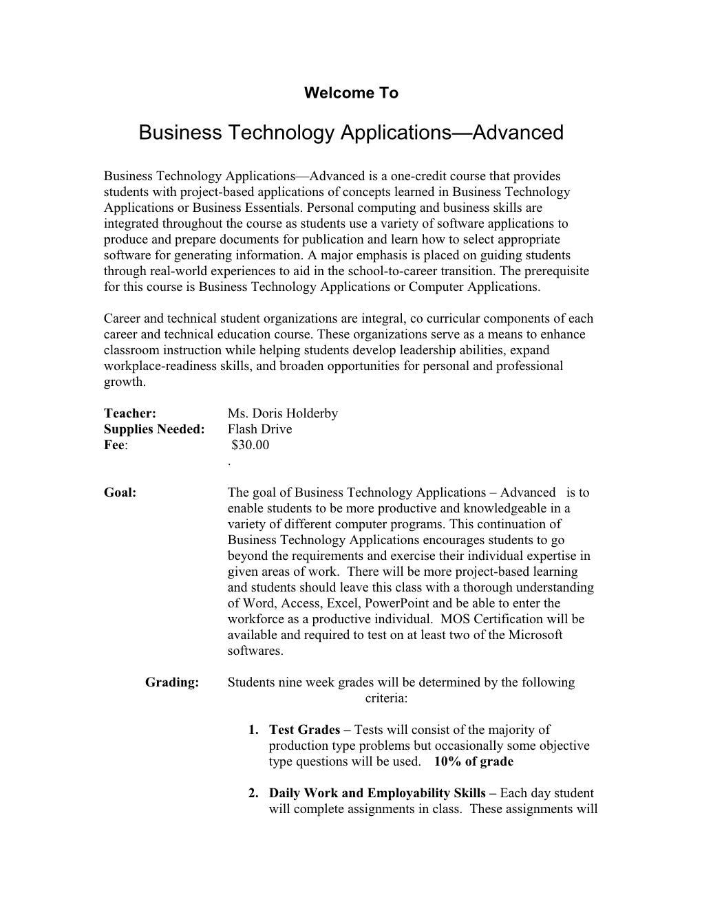 Business Technology Applications Advanced