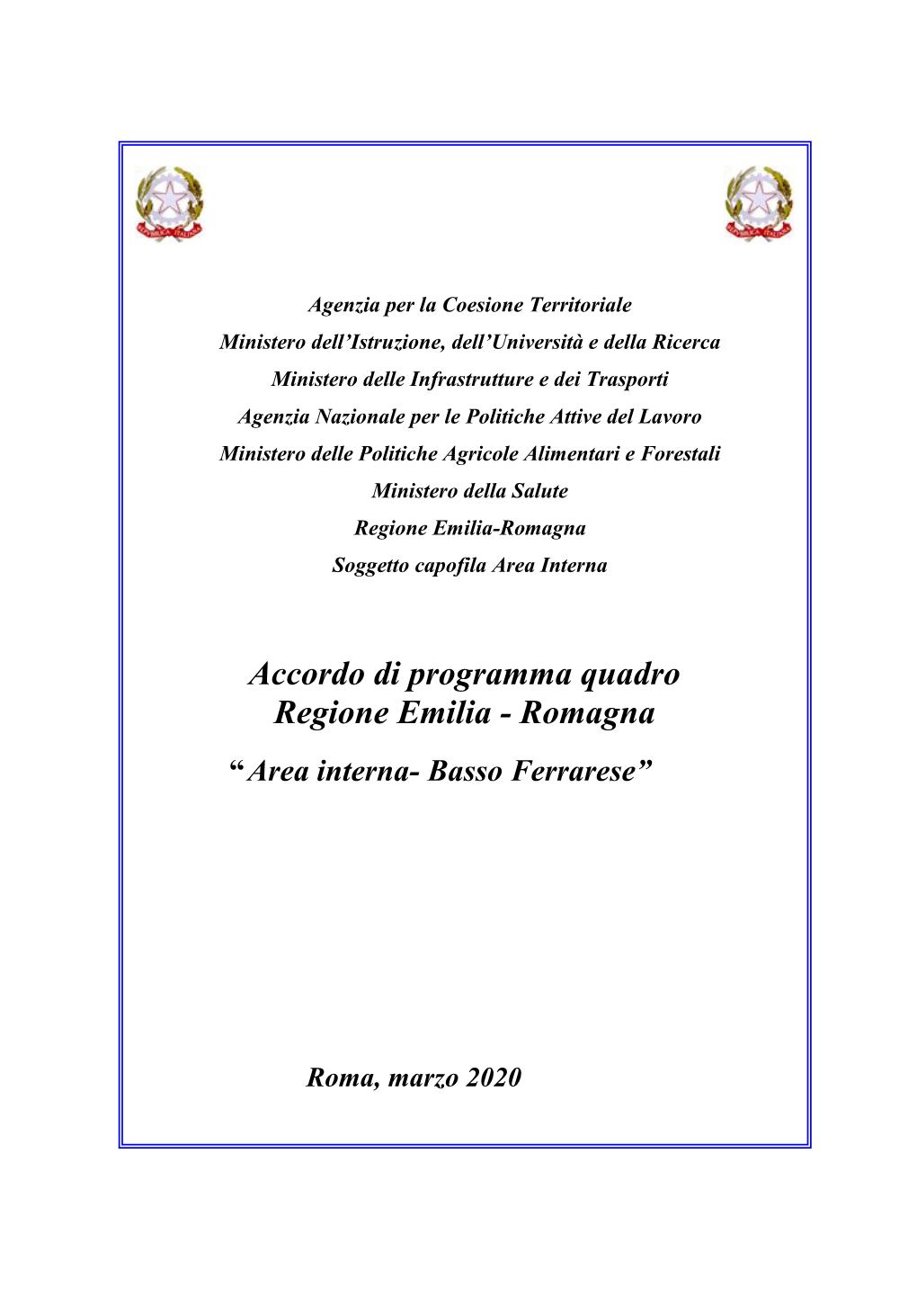 Accordo Di Programma Quadro Regione Emilia - Romagna