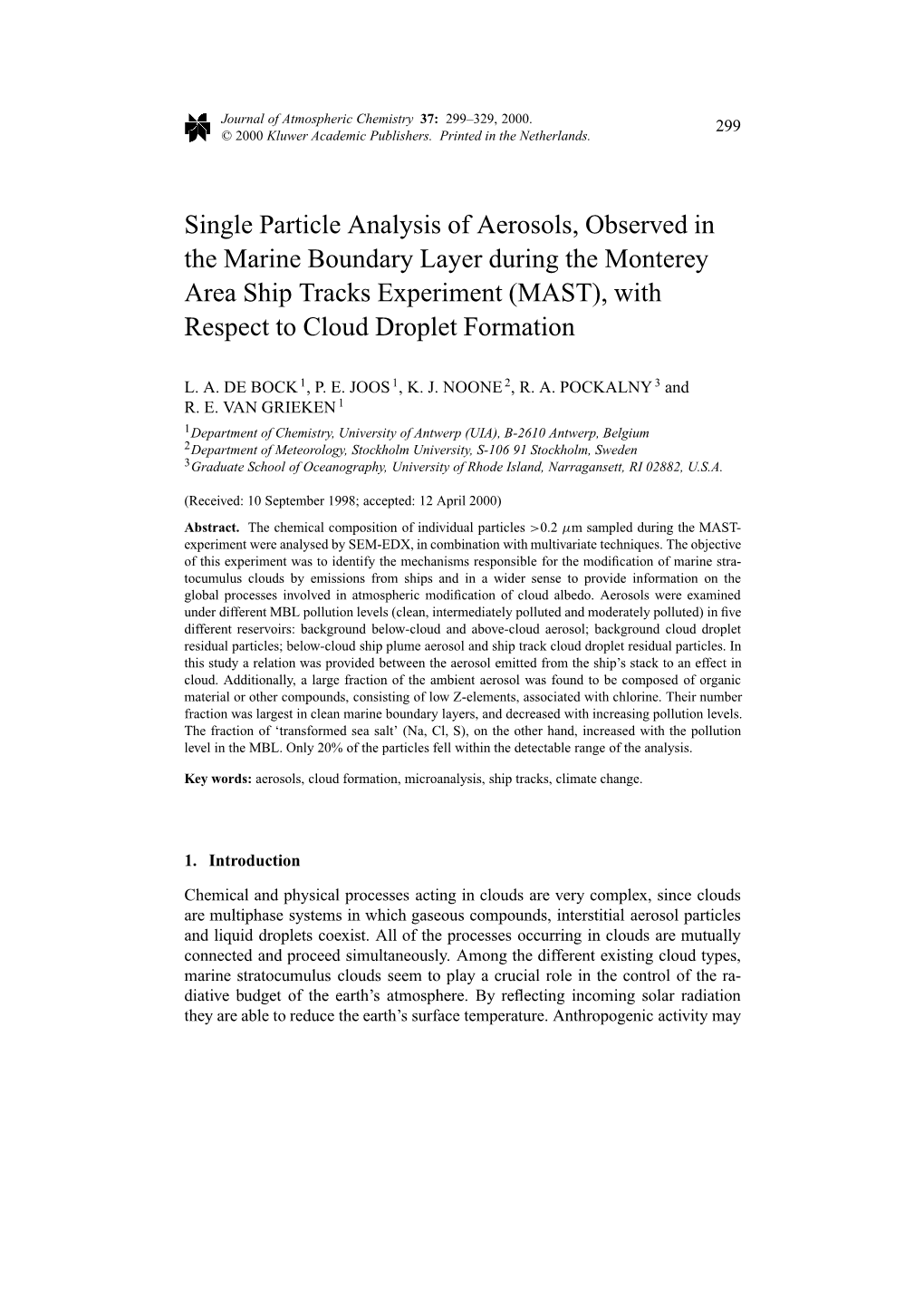 Single Particle Analysis of Aerosols