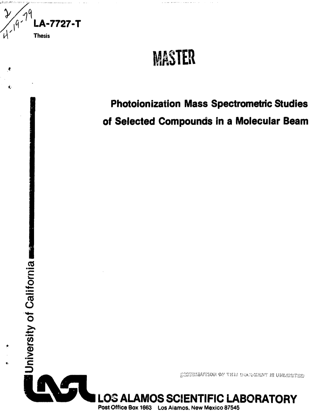 Photoionization Mass Spectrometric Studies of Selected Compounds in a Molecular Beam