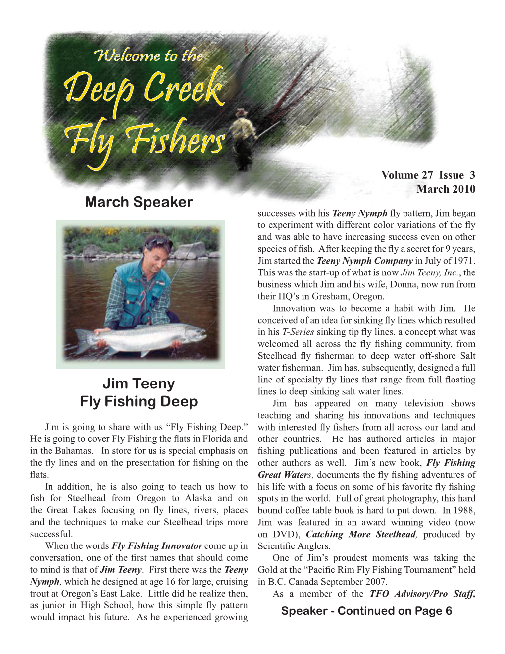 March Speaker Jim Teeny Fly Fishing Deep