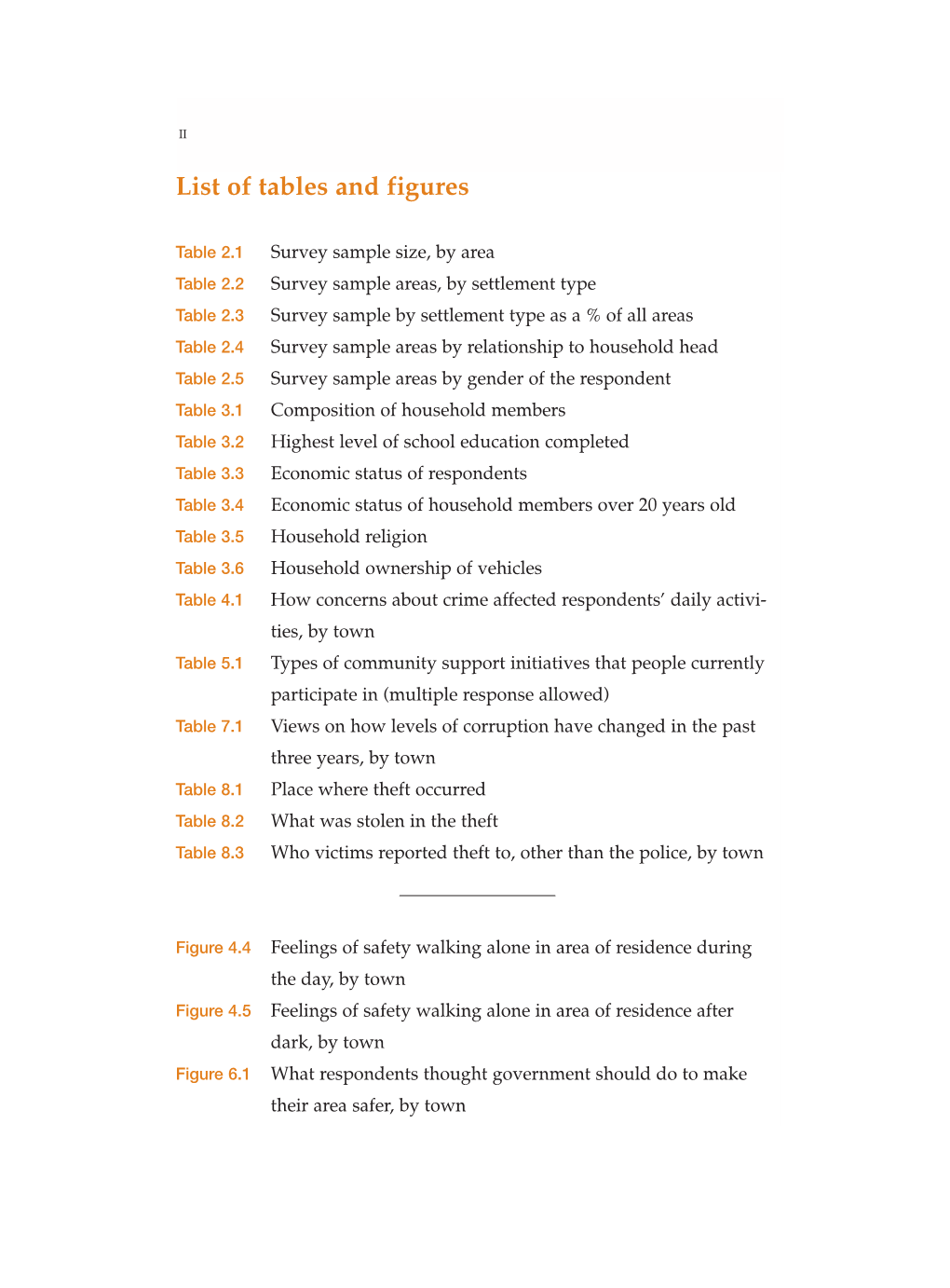 List of Tables and Figures