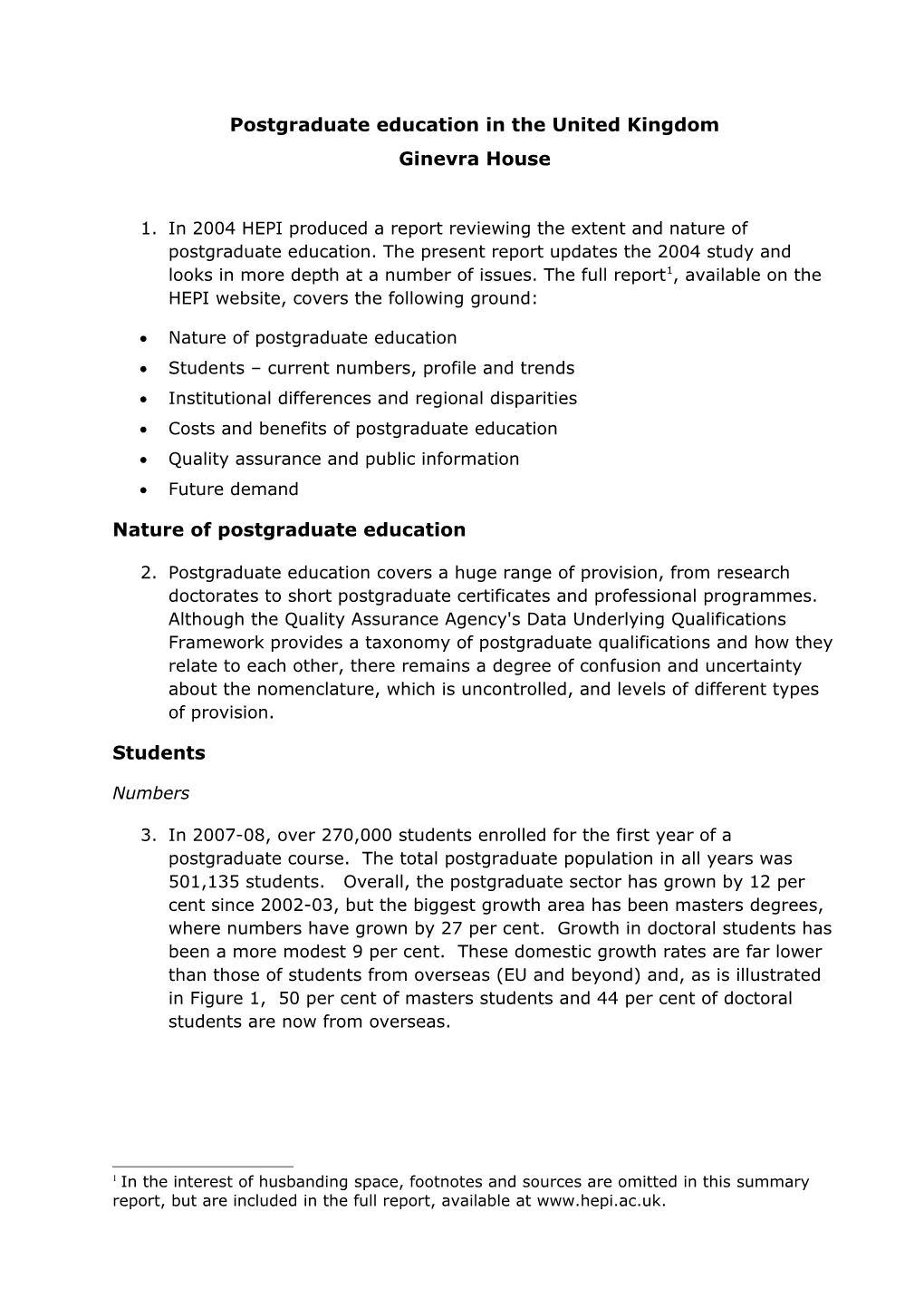 Postgraduate Education in the United Kingdom