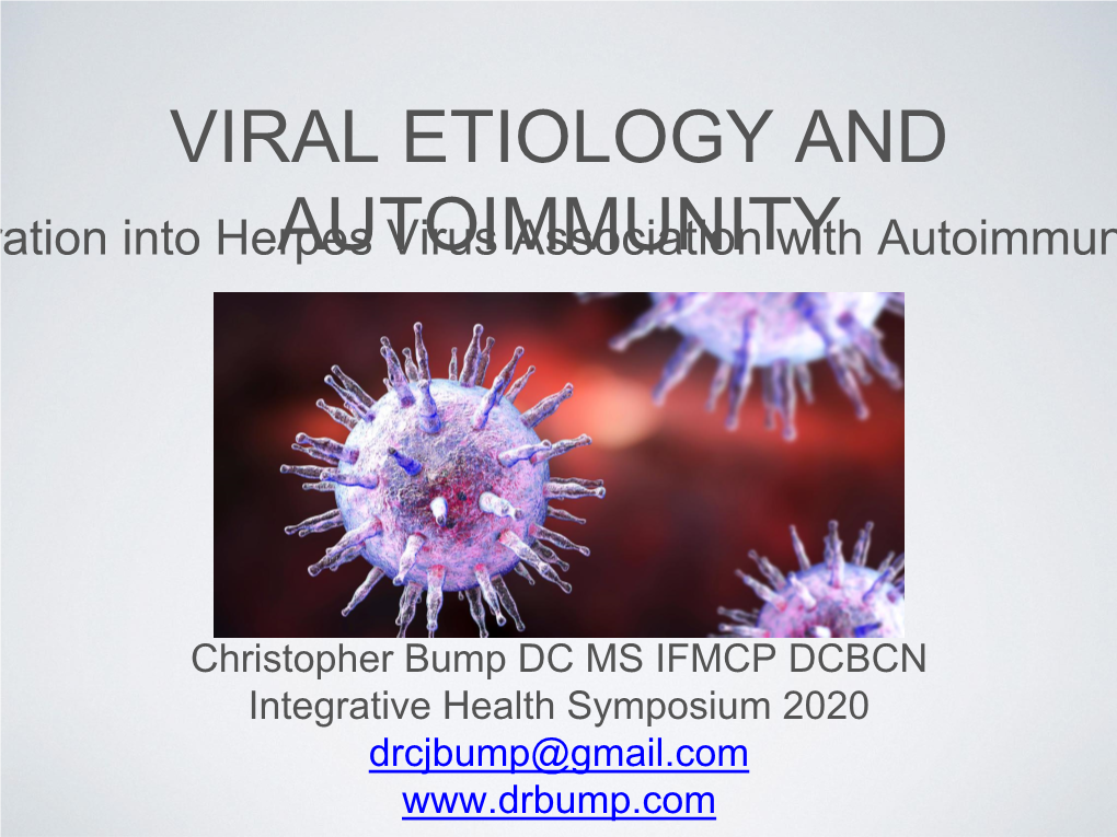 Viral Etiology and Autoimmunity