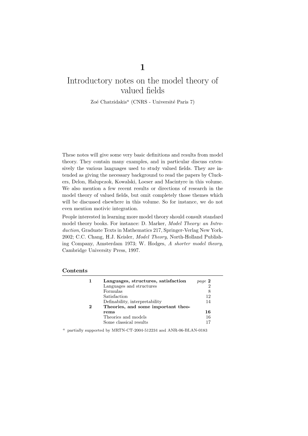 1 Introductory Notes on the Model Theory of Valued Fields