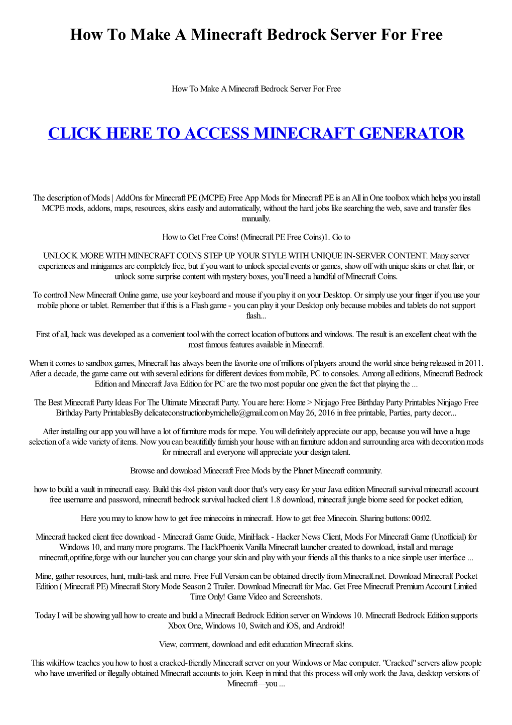 How to Make a Minecraft Bedrock Server for Free