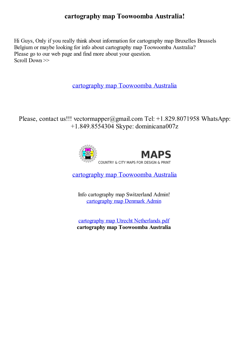 Cartography Map Toowoomba Australia!