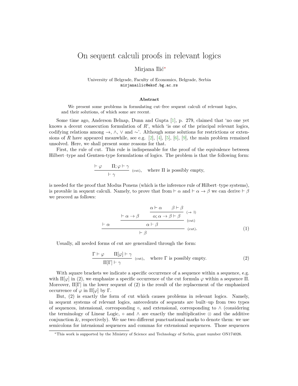 On Sequent Calculi Proofs in Relevant Logics