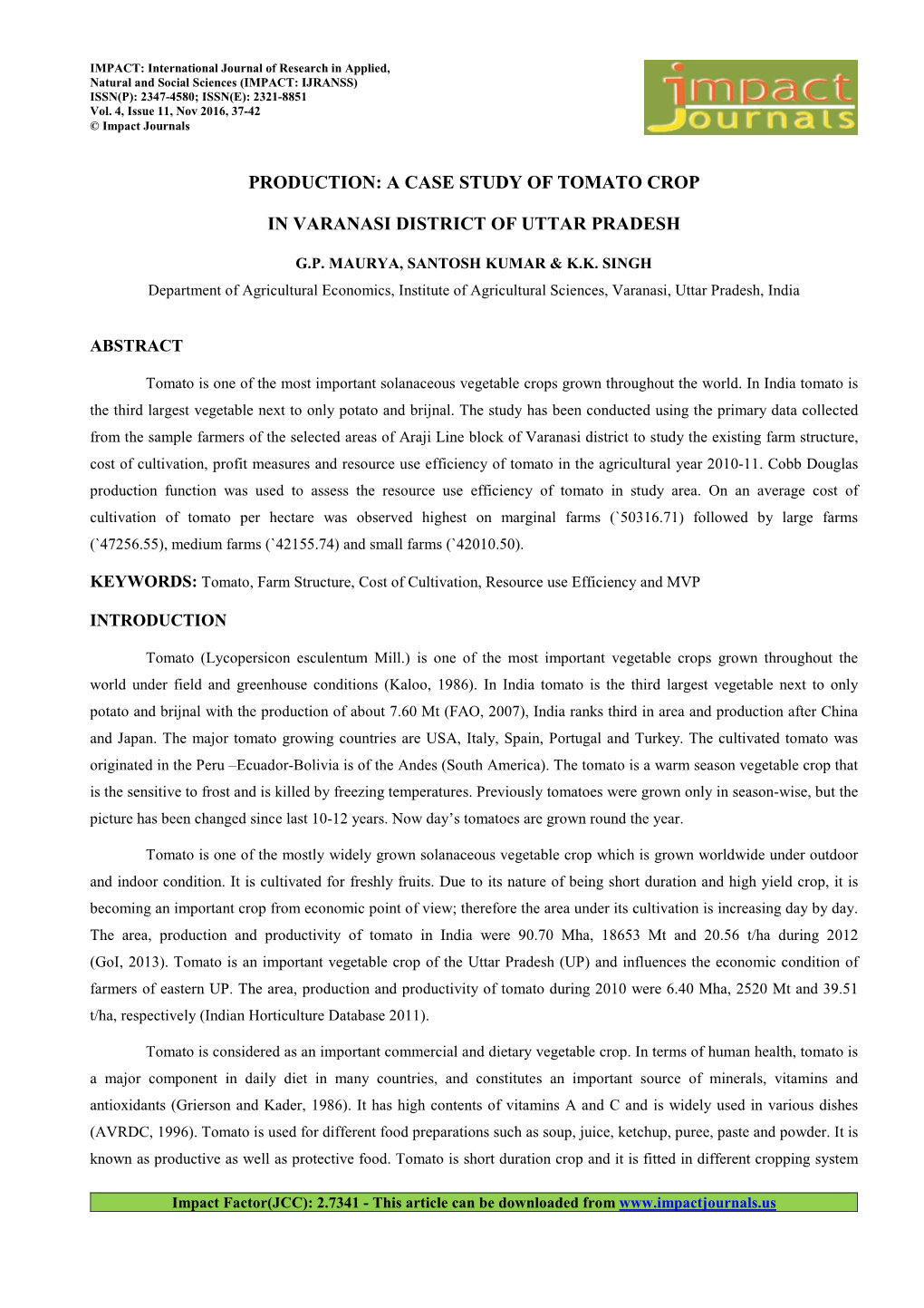 6.App PRODUCTION a CASE STUDY of TOMATO CROP in VARANASI DISTRICT of UTTAR PRADESH