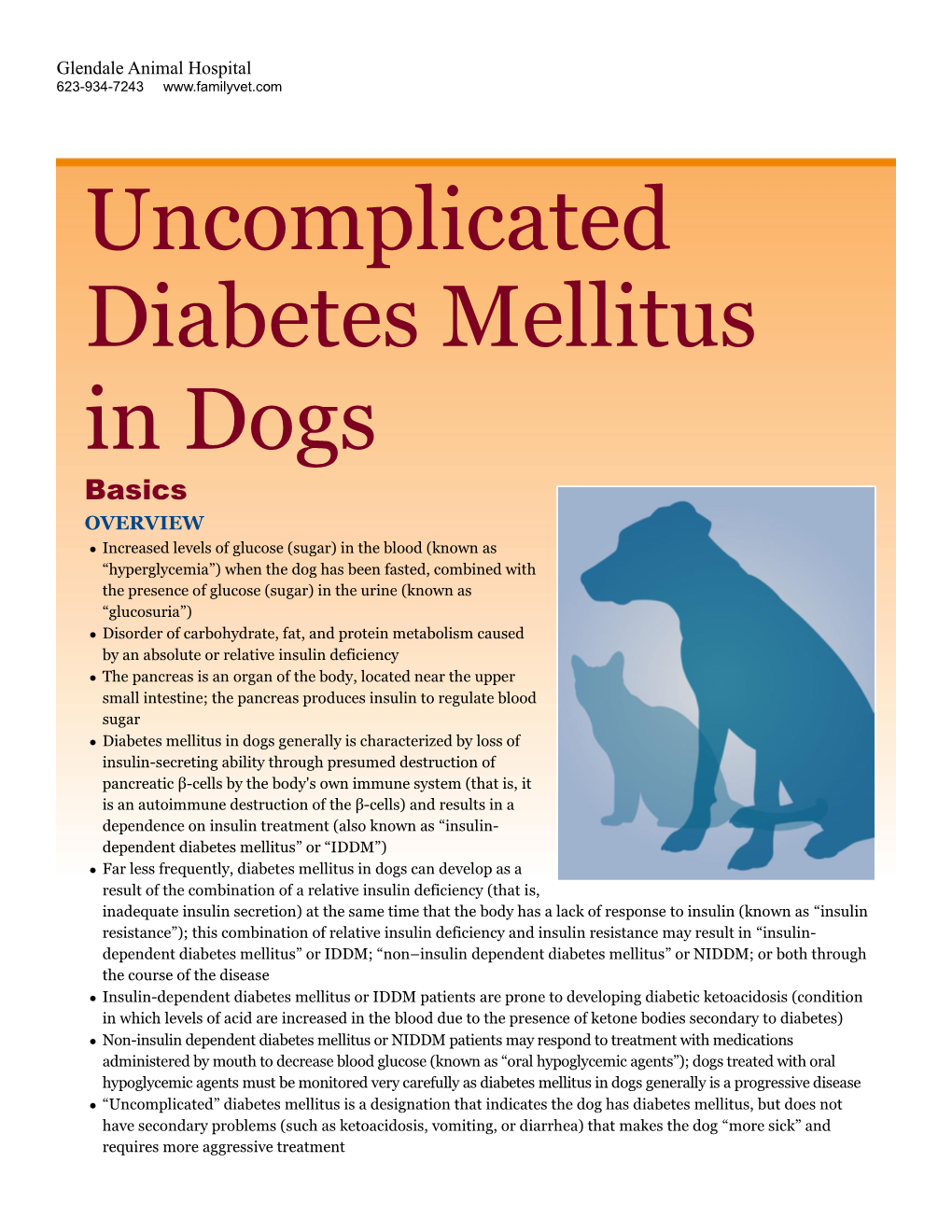 Uncomplicated Diabetes Mellitus in Dogs