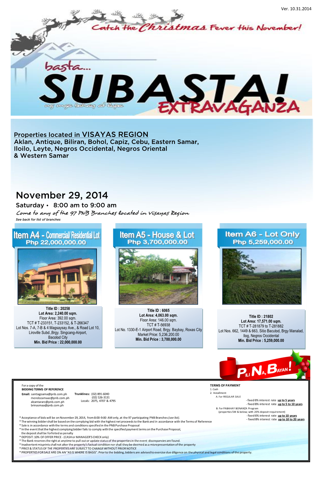 November 29, 2014 Saturday • 8:00 Am to 9:00 Am