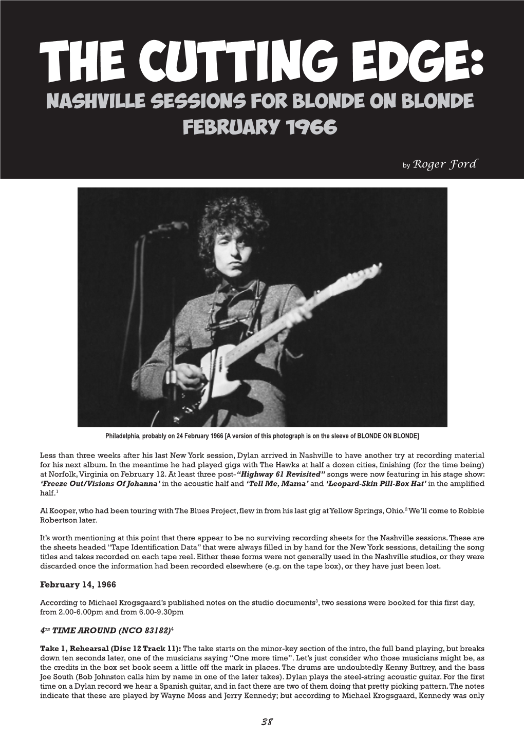 The Cutting Edge: Nashville Sessions for Blonde on Blonde February 1966